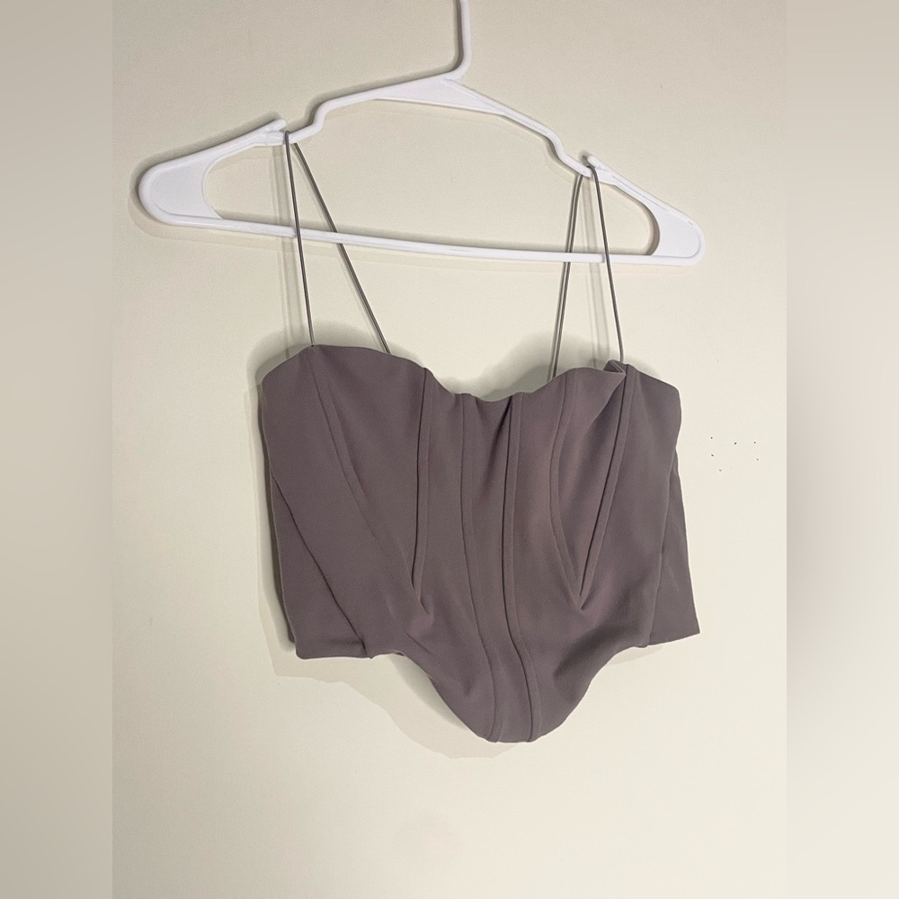 JOAH BROWN- Sueded Brown Contour Corset Tank - Picture 3 of 6